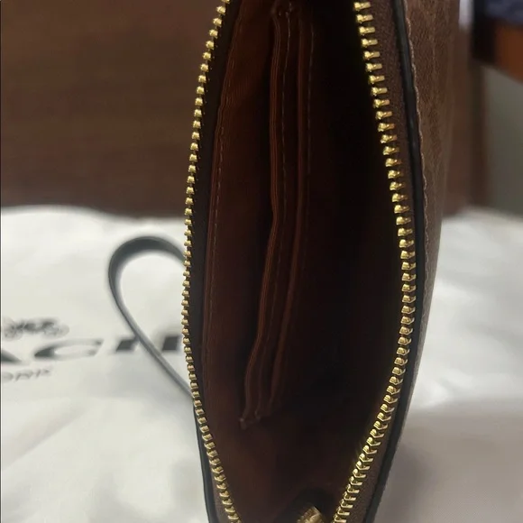 Coach Tan and Black Signature Wristlet - Picture 2 of 3